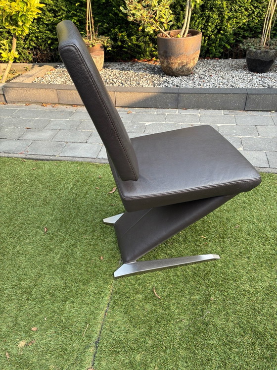 Two design dining chairs, Musterring, Leather, Chrome, Brown (photo 10 of 14)