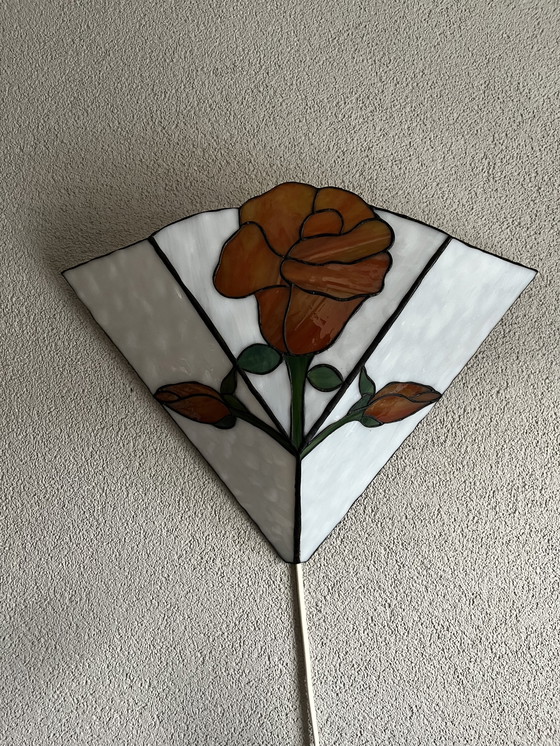 Image 1 of Vintage grote Tiffany wandlamp met rozenmotief