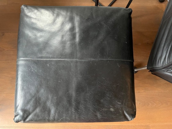 Image 1 of Montis: black leather footstool Charlie - Gerard van den Berg