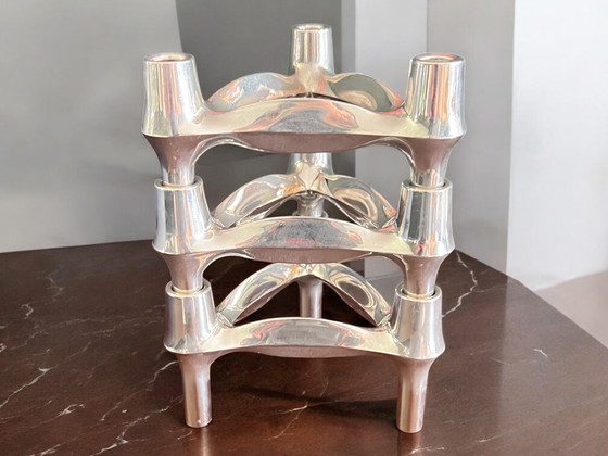 Image 1 of BMF - STOFF and Nagel set of 3 candlesticks. Vintage design classics from the 70s, designed by Fritz Nagel & Ceasar Stoffi