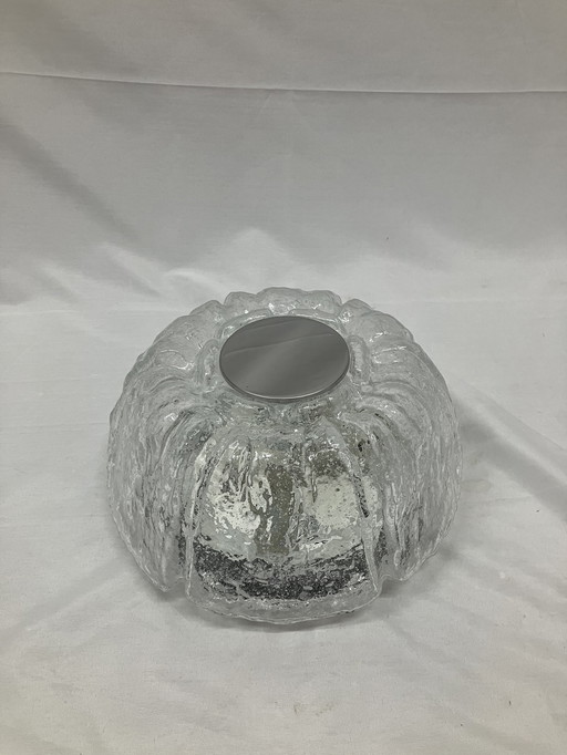 Vintage Ice Glass Ceiling Lamp Helena Tynell Glashutte Limburg