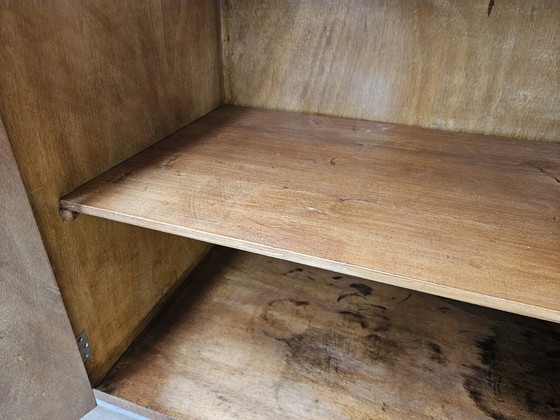 Image 1 of Art Deco dressoir van walnoot en wortelhout met aluminium onderstel, 1940