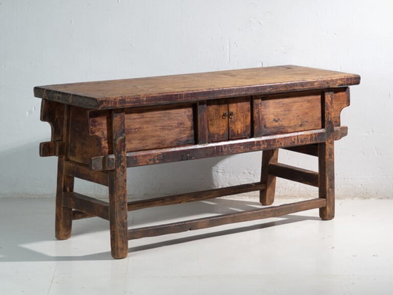 Antique console table in elm wood – China, circa 1900 – Brass (photo 7 of 40)