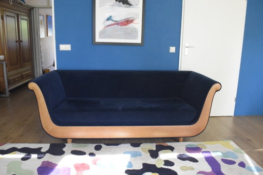 Molteni Primafila bank van Luca Meda – marineblauw / eiken – uitstekende staat