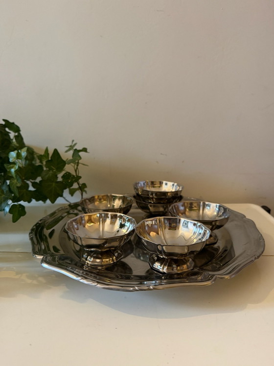 Ensemble de 6 coupes chromées avec plateau – Vaisselle, Chrome (photo 5 of 6)
