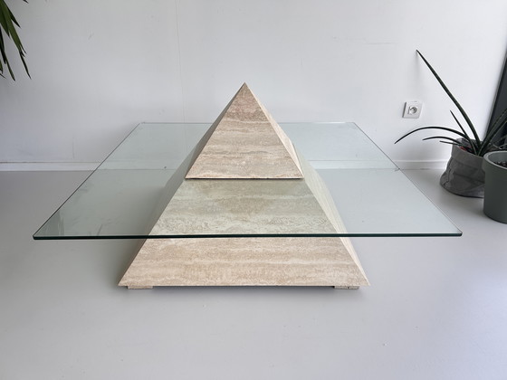 Image 1 of Vintage travertine pyramid coffee table