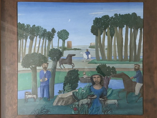 Gemälde von Gorki Bollar: Komposition mit Figuren II (1986, Original)