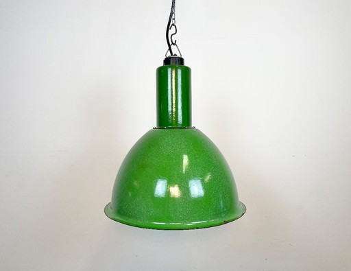 Industrial Soviet Green Enamel Pendant Lamp, 1960s