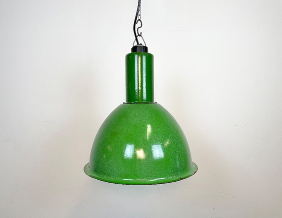 Image 1 of Industrial Soviet Green Enamel Pendant Lamp, 1960s