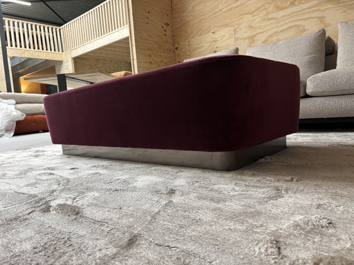 Minotti Jacques Ottoman Füllfederhalter, G Hunt Samt, 38 x 70 x 145 cm