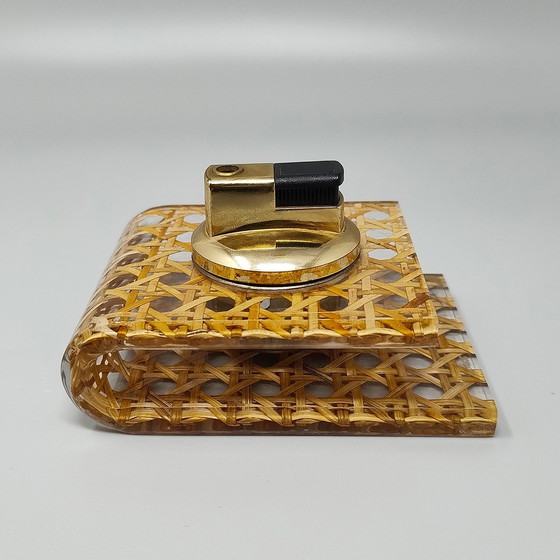 Image 1 of 1970 Prachtige tafelaansteker in Weens stro van Geolel, gemaakt in Italië