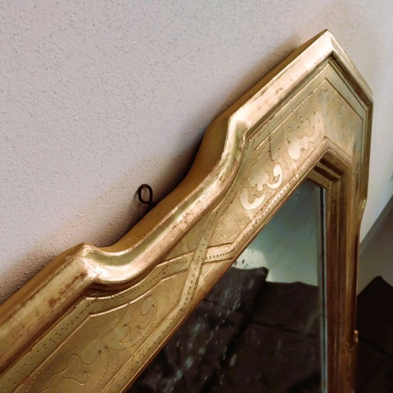 Image 1 of Miroir italien antique Julklapp Christmasgift avec feuille d'or – Pièce unique faite main