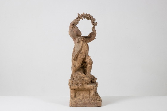 Rococo style terracotta sculpture, Children and Flowers. Circa 1850. – Ceramic (photo 4 of 11)