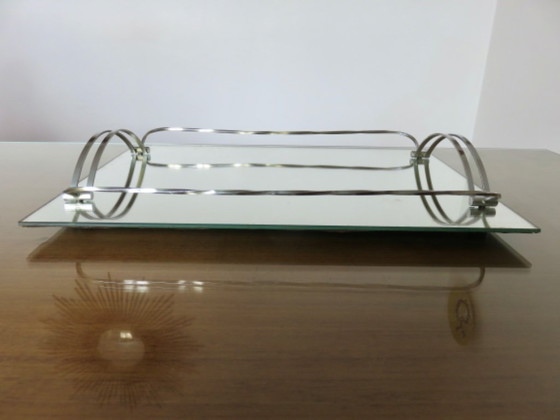 Image 1 of Antique French chrome-plated brass mirror tray, Art Deco style, 1920s-30s