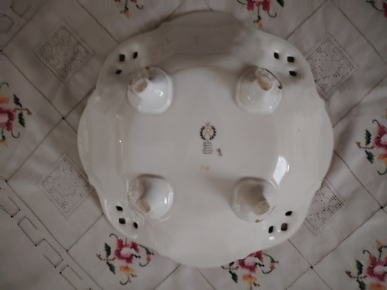 Image 1 of Reichenbach porcelain antique decorative bowl on feet, gold decoration