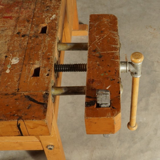 Image 1 of Vintage robust wooden workbench – 1960s/70s