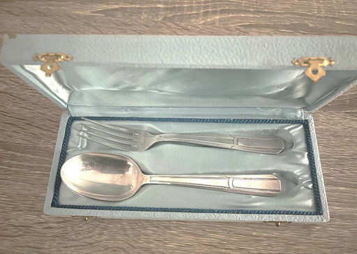 Box/chest 2 art deco silver-plated cutlery 60 goldsmith François Frionnet vintage