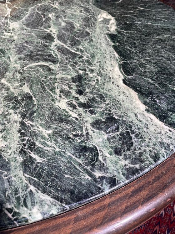 Image 1 of Table vintage en marbre vert de mer et palissandre années 1970