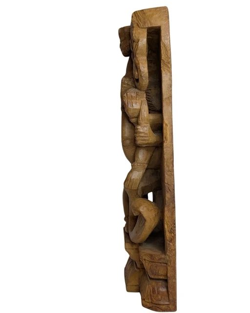 Antiek Houten Tempelreliëf van Shiva Nataraja Wanddecoratie – Zuid-India, 19e Eeuw – Beeldhouwkunst, Wood (photo 6 of 8)