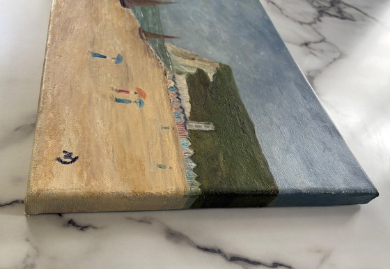 Image 1 of Petit tableau huile sur toile marine paysage Seine Maritime