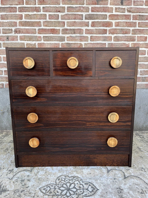 Vintage Scandinavische ladenkast in black walnut
