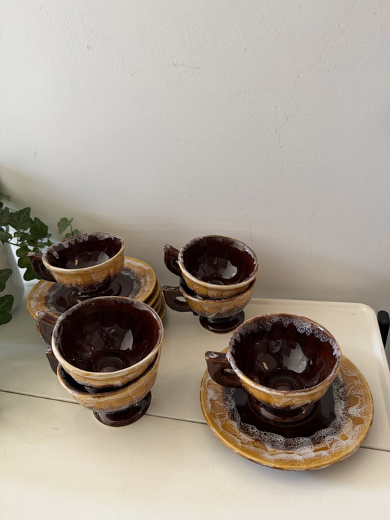 Set aus 6 Tassen und Untertassen im Mid-Century-Stil – Geschirr, Ceramic (photo 4 of 6)