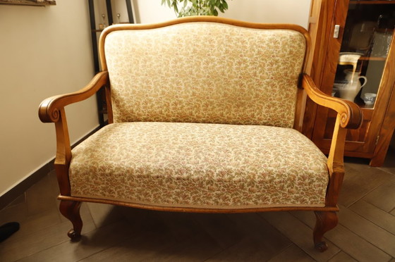 Image 1 of Vintage Salon Sofa Set with Floral Upholstery 