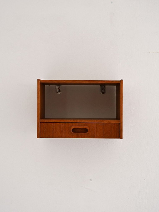 Scandinavisch teakhouten nachtkastje voor aan de muur uit de jaren 60