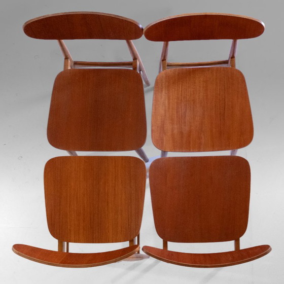 1x Scandinavische houten eetkamerstoelen in de stijl van Hans Wegner, set van vier – Wood, Mid Century Modern (photo 7 of 13)