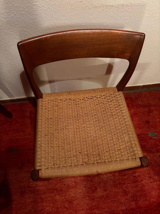 5x Sillas de teca con mimbre Møller No. 77