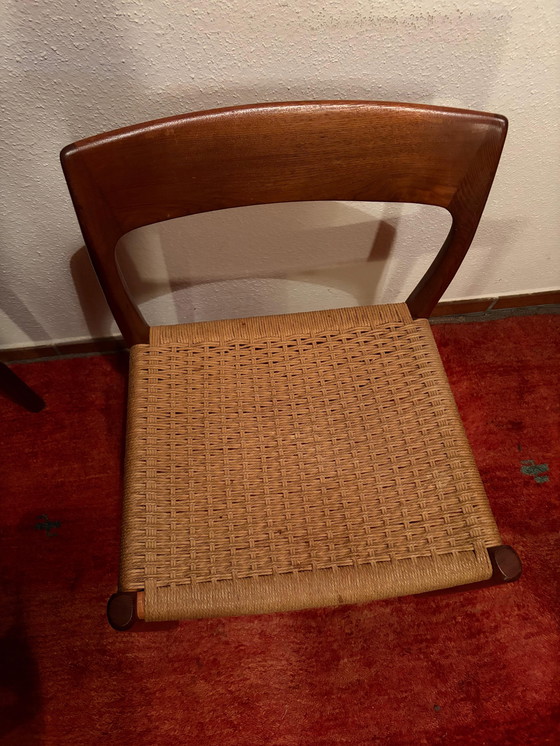 Image 1 of 5x Sillas de teca con mimbre Møller No. 77