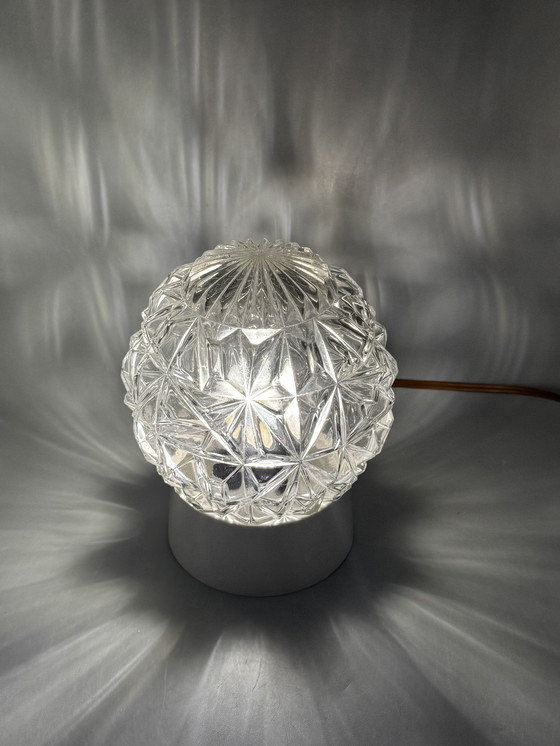Image 1 of Clear glass lamp with beautiful pattern