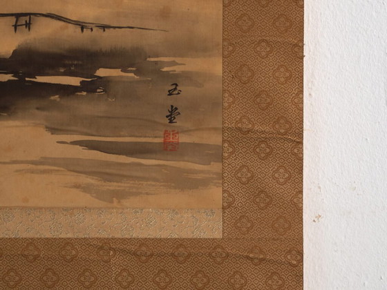 Antico kakejiku giapponese di un paesaggio a inchiostro su carta – Giappone, circa 1900 – Dipinti e disegni (photo 26 of 40)