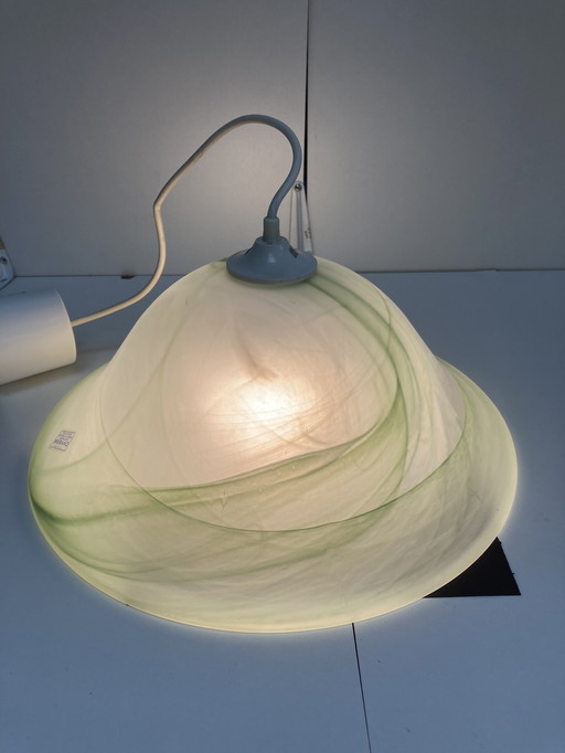 Lampada a sospensione vintage in vetro di Murano verde anni '80