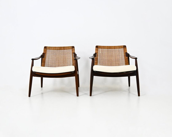 Sessel "Model 400" von Hartmut Lohmeyer für Wilkhahn, 1950er, 2er Set – Rattan, Textile (photo 3 of 12)