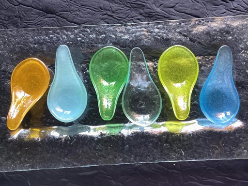 Set Amuse-Bouche Design - Verre coloré et plateau - Jamais utilisé