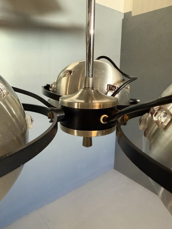 Image 1 of Eyeball Space Age Hanglamp Zilver En Oranje Vintage