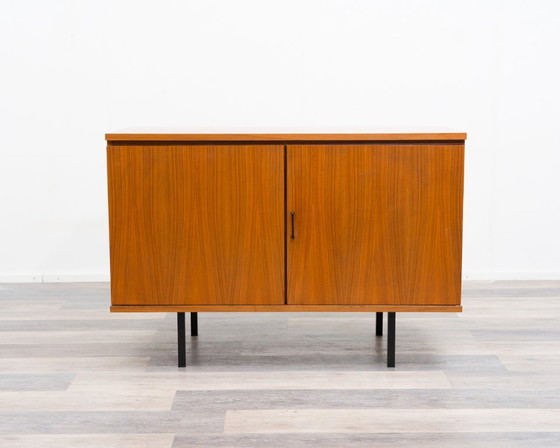 Image 1 of Two-door chest of drawers in walnut from the 1960s with a beautiful veneer pattern.
