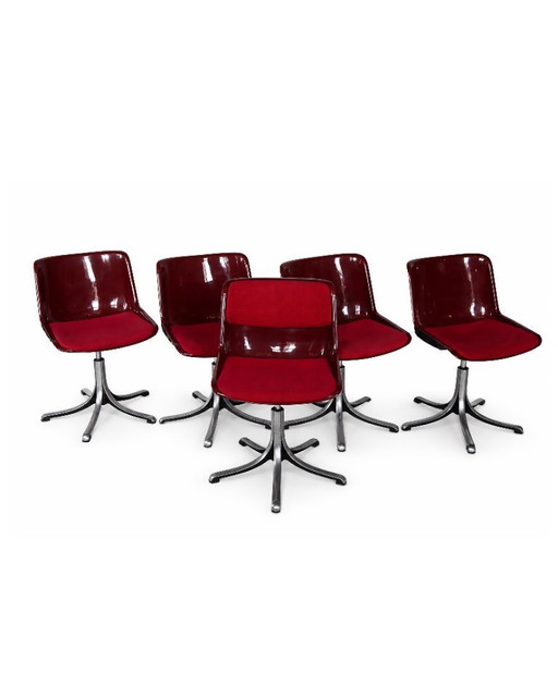 Ensemble de 5 chaises pivotantes Tecno Modus par Osvaldo Borsani, 1983