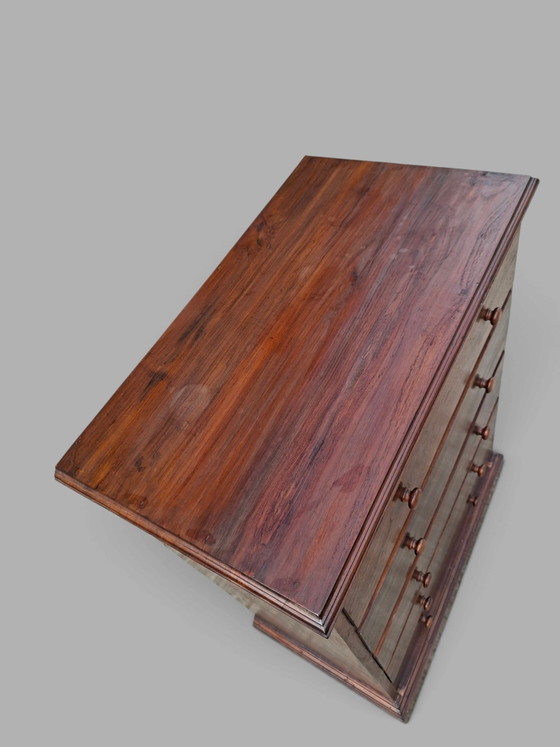 Old English Chest of drawers, apothecary cabinet, filing cabinet, dimensions: 72x41cm and 104cm high. – Wood (photo 4 of 5)