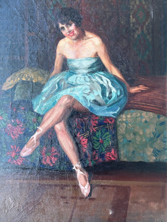 Oil on Canvas Ballerina Portrait, Neapolitan School, 1940s – Paintings & Drawings (photo 2 of 13)