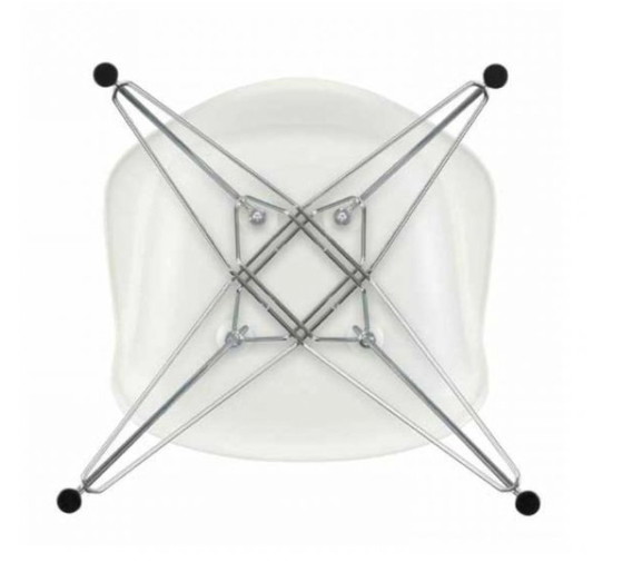 Image 1 of 6 chaises Design Vitra Eames DAR blanches avec piètement chromé