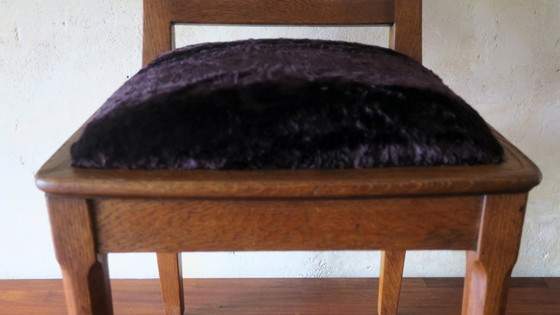 Image 1 of Chaise d'appoint Art Nouveau en chêne et velours violet royal, années 1900