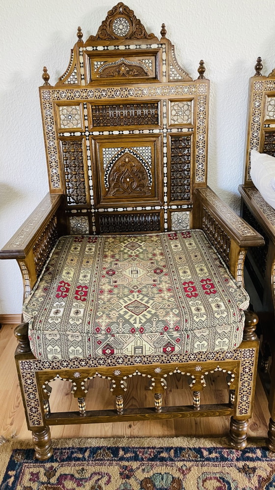 Muebles Arabescos Originales Hechos a Mano de Egipto – Sofás de 3 plazas, Wood, Glass (photo 7 of 14)