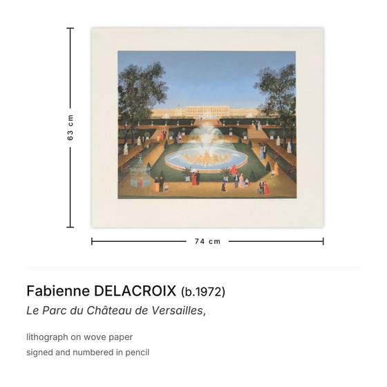 Image 1 of Fabienne DELACROIX Der Park des Schlosses von Versailles Signierte Lithografie