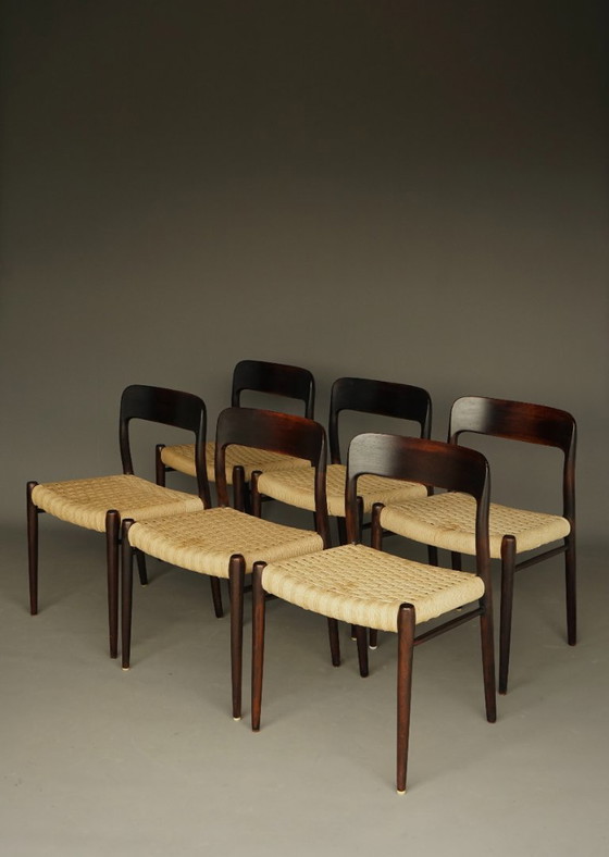 Image 1 of Model 75 Chairs in Beech by Niels Otto Møller for J.L. Moller, 1960s, Set of 6