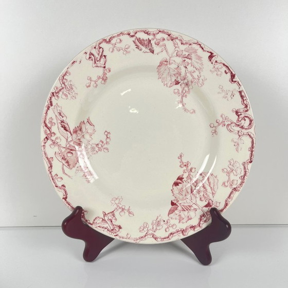 Image 1 of Set di Piatti Piani Lunéville Terre de Fer da 6 KG, "Fontainebleau", Rosa, XIX Secolo