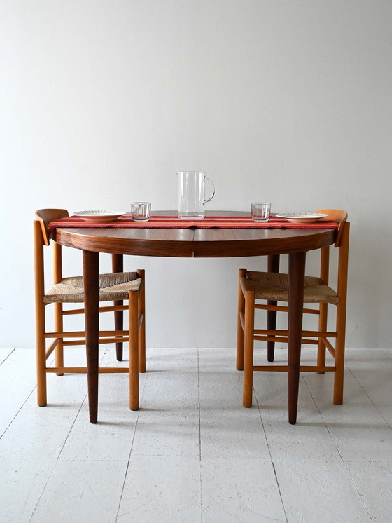 Image 1 of Vintage Extendable Round Scandinavian Rosewood Dining Table