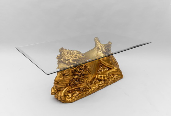 Image 1 of Vintage Italian Ceramic Handcrafted Lion Coffee Table, 1960s