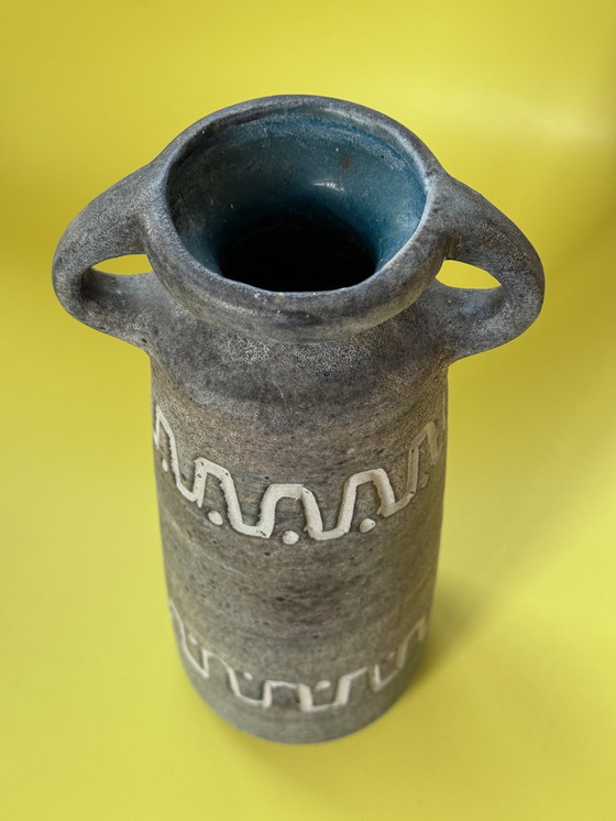 Image 1 of Vintage Heissner vase West Germany 1960s - with relief pattern and fat lava
